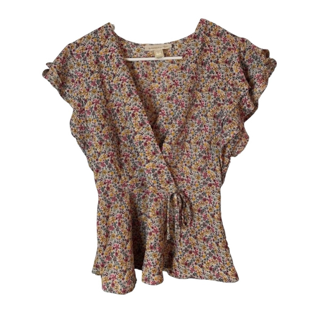 Monteau Girls Blouse Short Sleeve‎ Floral Sz Large